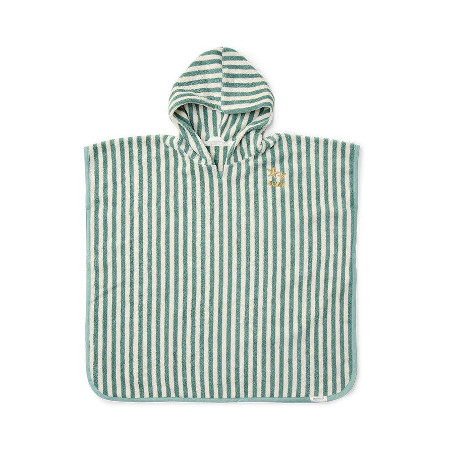 Little Dutch Beach Poncho - Seashells And Stripes Surf Blue-Ponchos-Seashells And Stripes Surf Blue-One Size | Natural Baby Shower