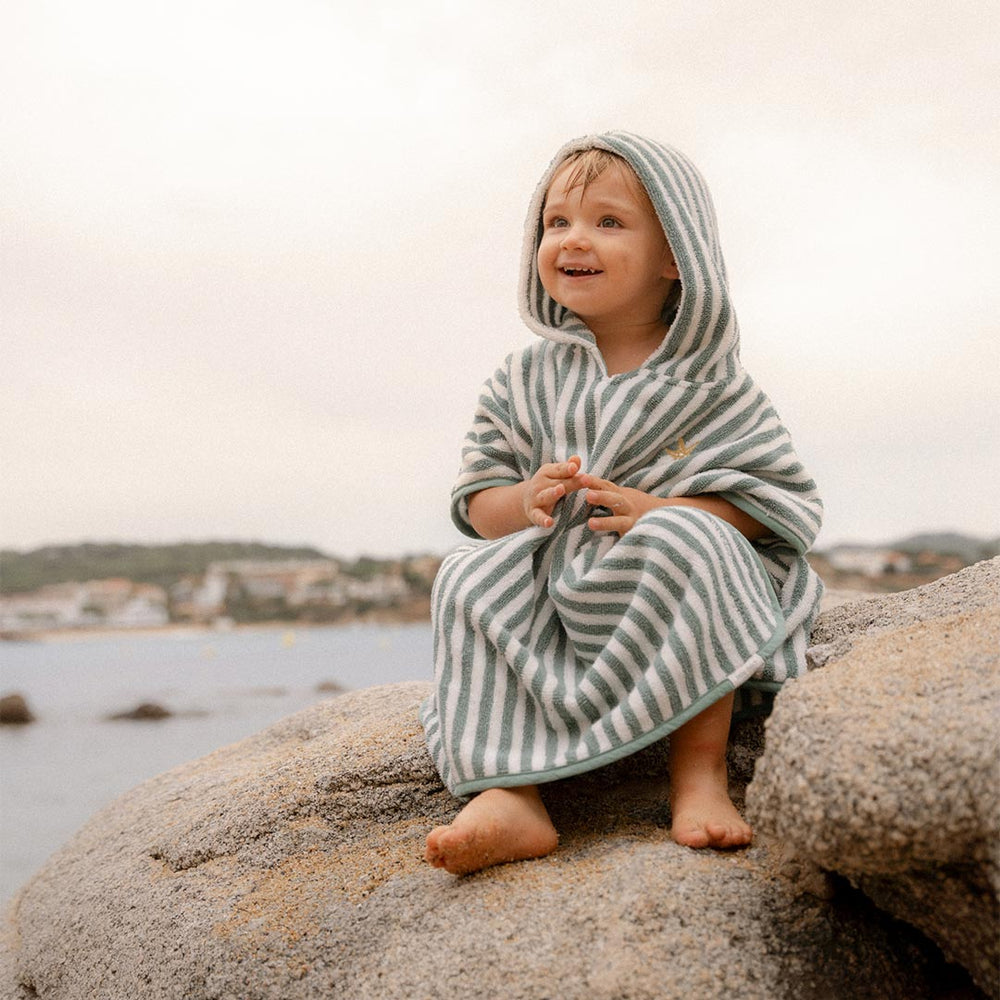 Little Dutch Beach Poncho - Seashells And Stripes Surf Blue-Ponchos-Seashells And Stripes Surf Blue-One Size | Natural Baby Shower
