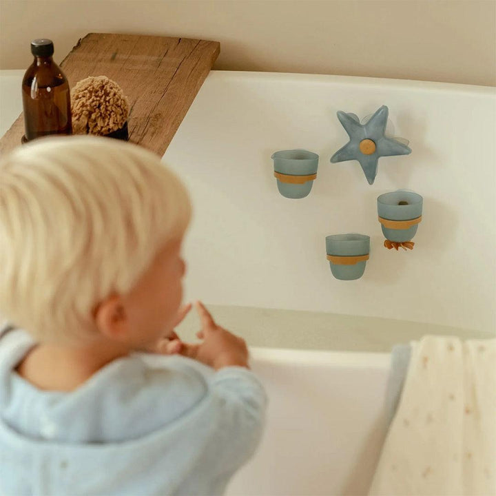 Little Dutch Bath Play Cups - Blue-Bath Toys-Blue- | Natural Baby Shower
