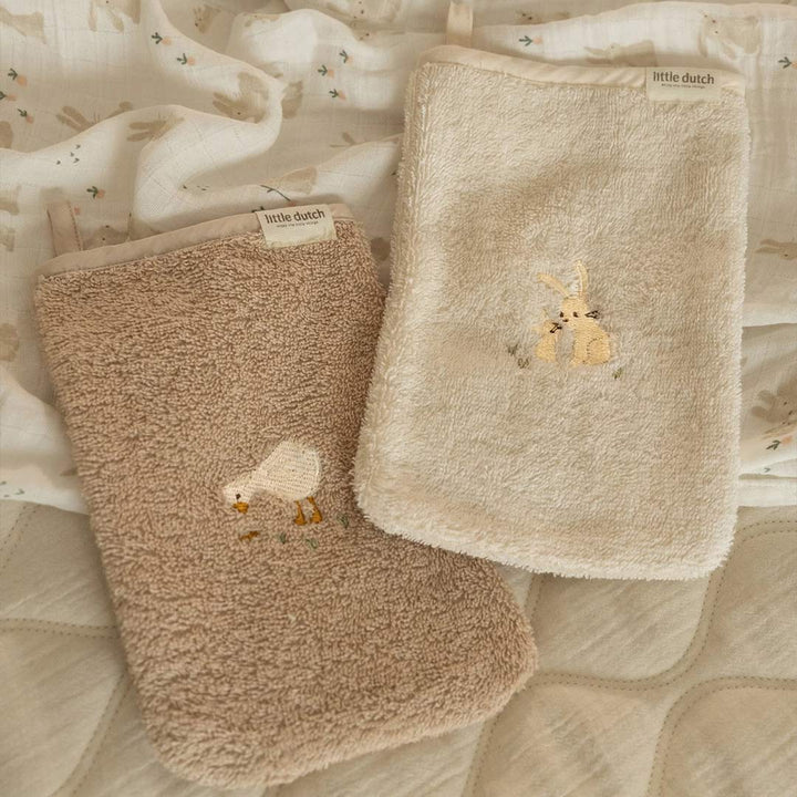 Little Dutch Embroidered Washcloths Set - Baby Bunny-Washcloths-Baby Bunny-One Size | Natural Baby Shower