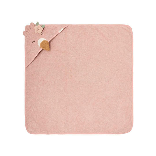 Little Dutch Hooded Towel - Flamingo-Bath Towels-75x75 cm- | Natural Baby Shower