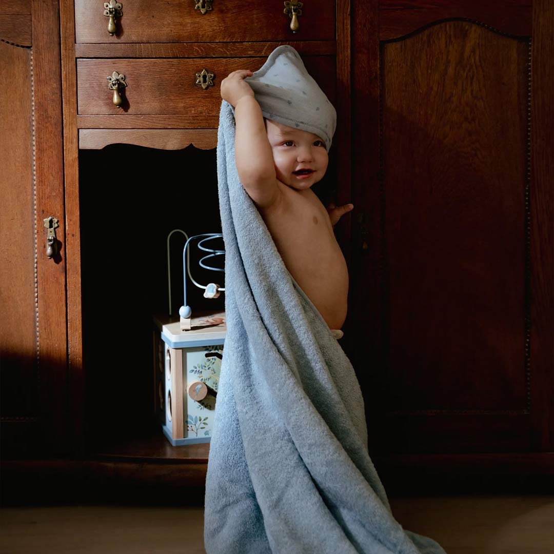 Little Dutch Hooded Towel - Pure Denim Blue-Bath Towels-Pure Denim Blue-75x75 | Natural Baby Shower