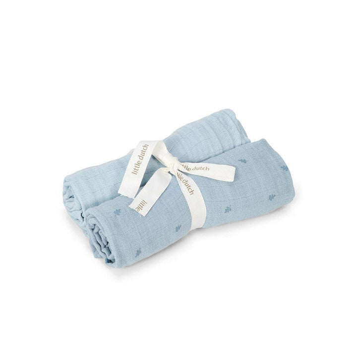 Little Dutch Muslin Swaddles - Pure Denim Blue-Swaddling Wraps-Pure Denim Blue-70x70 | Natural Baby Shower
