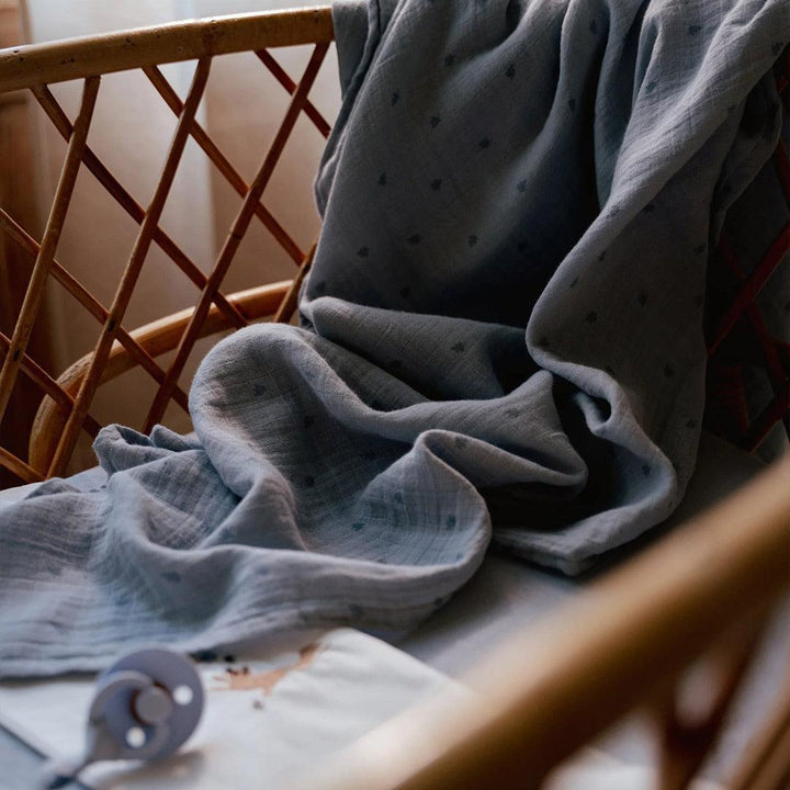 Little Dutch Muslin Swaddles - Pure Denim Blue-Swaddling Wraps-Pure Denim Blue-70x70 | Natural Baby Shower