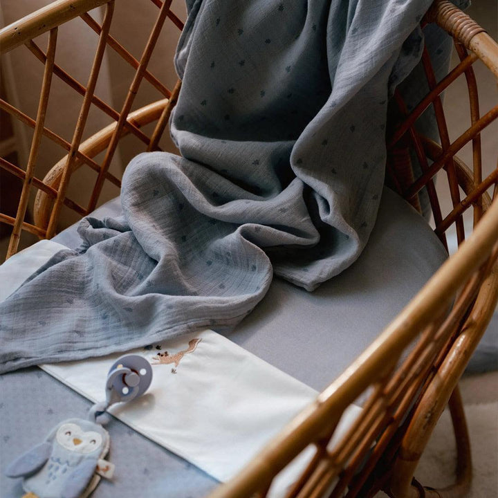 Little Dutch Muslin Swaddles - Pure Denim Blue-Swaddling Wraps-Pure Denim Blue-70x70 | Natural Baby Shower