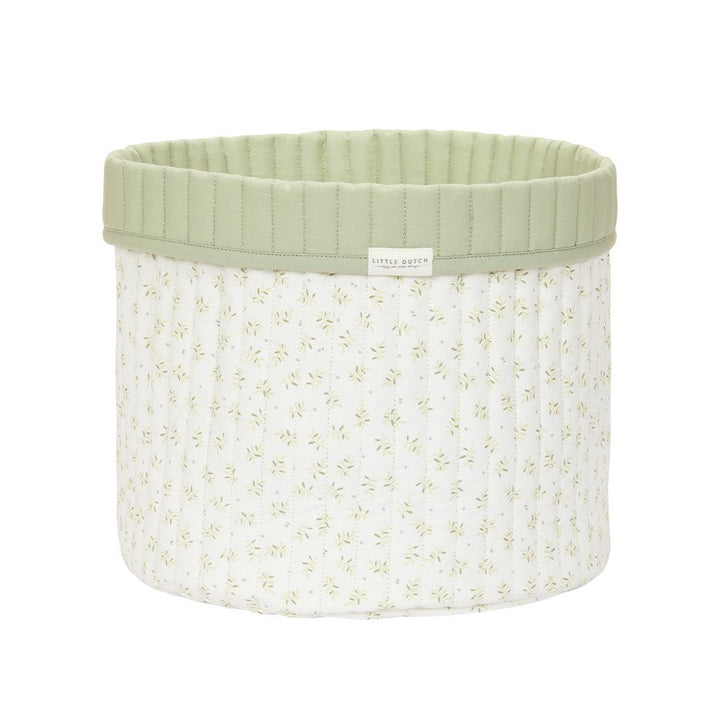 Little Dutch Quilted Storage Basket - Large - Blueberry Leaves-Storage Baskets-Blueberry Leaves-Ø20x15cm | Natural Baby Shower