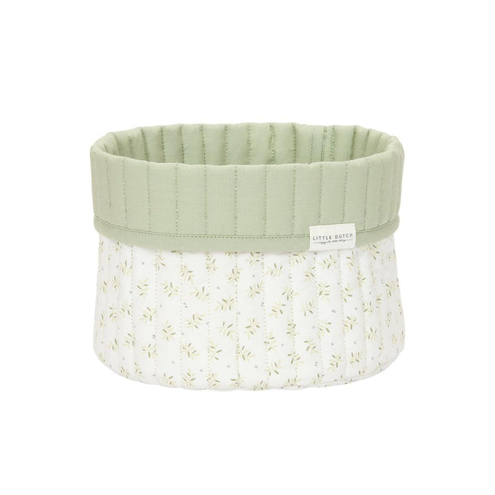 Little Dutch Quilted Storage Basket - Small - Blueberry Leaves-Storage Baskets-Blueberry Leaves-Ø30x25cm | Natural Baby Shower