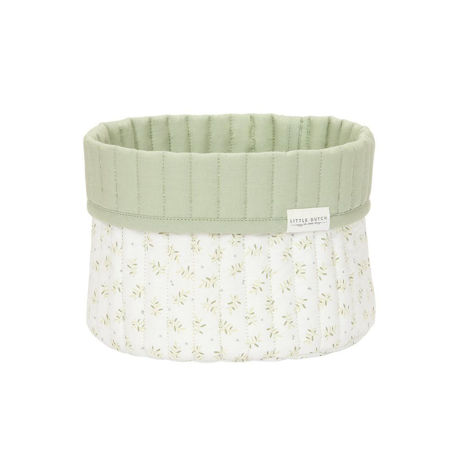 Little Dutch Quilted Storage Basket - Small - Blueberry Leaves-Storage Baskets-Blueberry Leaves-Ø30x25cm | Natural Baby Shower