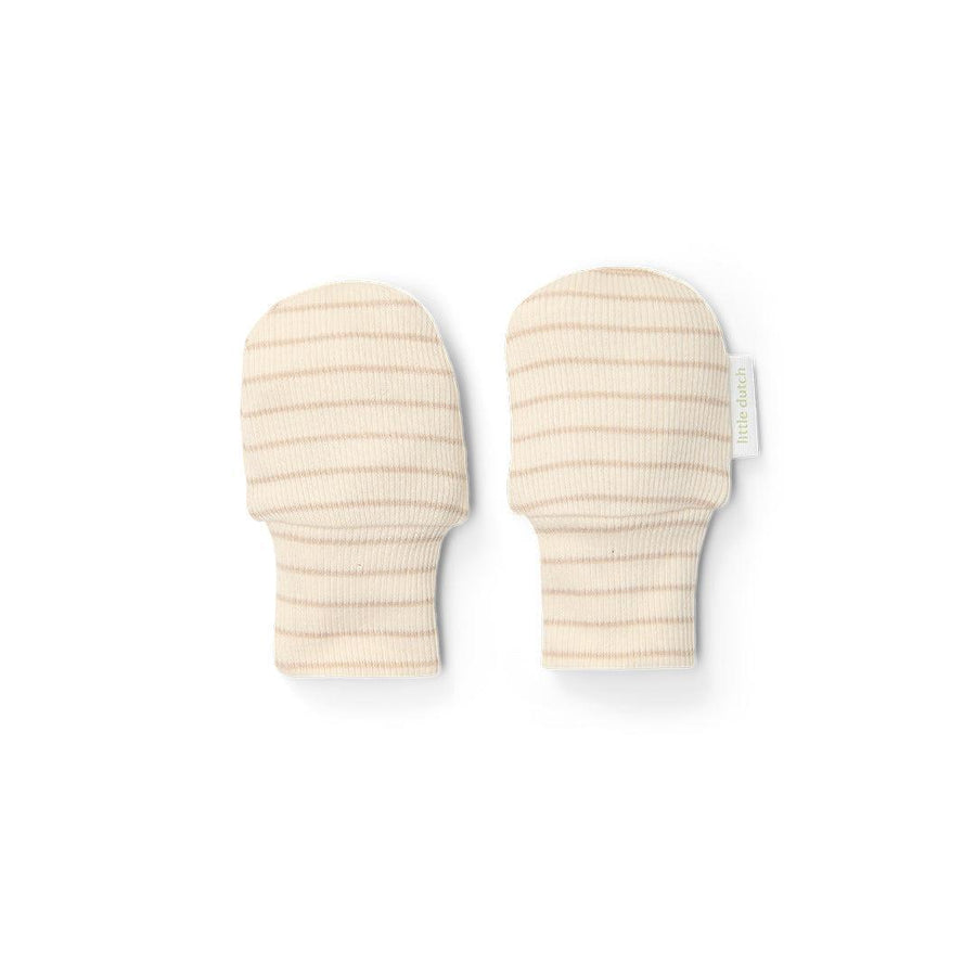 Little Dutch Scratch Mittens - Soft Beige Stripe-Gloves + Mittens-Soft Beige Stripe-One Size | Natural Baby Shower