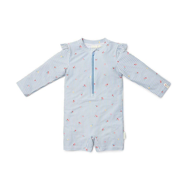 Little Dutch Swimsuit Long Sleeves - Sunny Flowers Blue-Swimsuits-Sunny Flowers Blue-62/68 | Natural Baby Shower