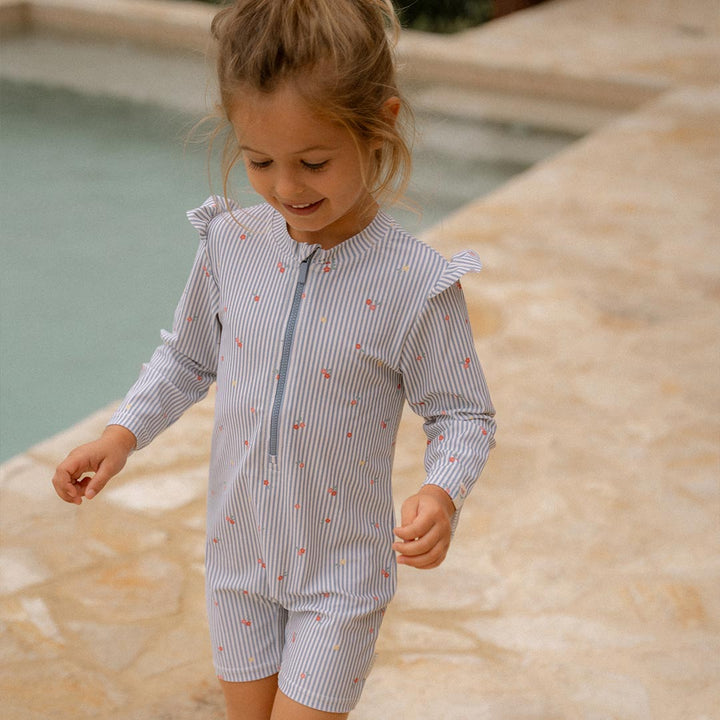 Little Dutch Swimsuit Long Sleeves - Sunny Flowers Blue-Swimsuits-Sunny Flowers Blue-62/68 | Natural Baby Shower