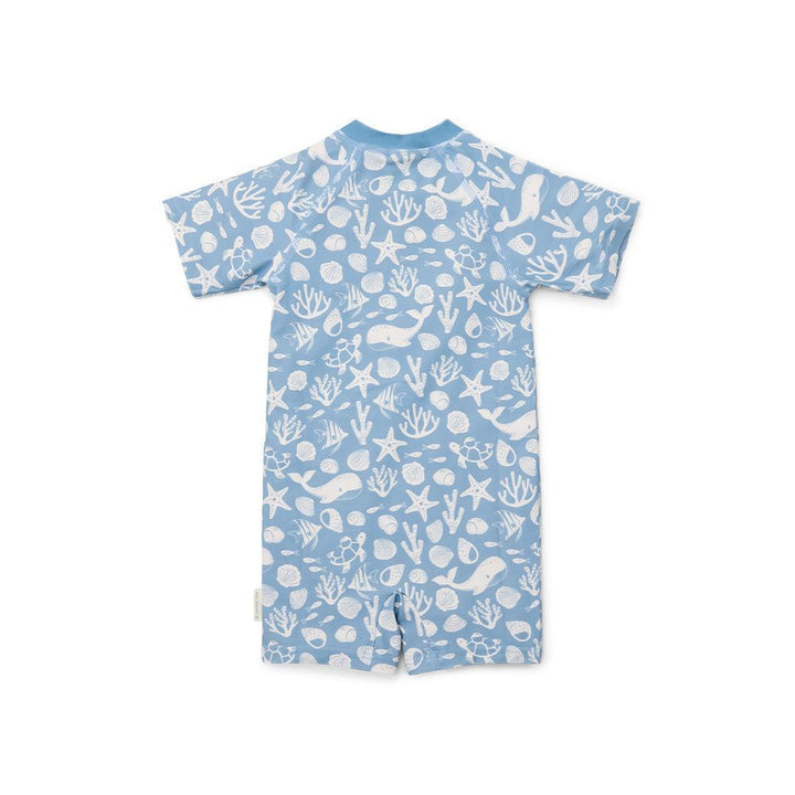 Little Dutch Swimsuit Short Sleeves - Sea Life Ocean Blue-Swimsuits-Sea Life Ocean Blue-62/68 | Natural Baby Shower