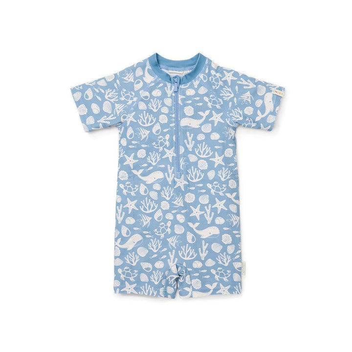 Little Dutch Swimsuit Short Sleeves - Sea Life Ocean Blue-Swimsuits-Sea Life Ocean Blue-62/68 | Natural Baby Shower
