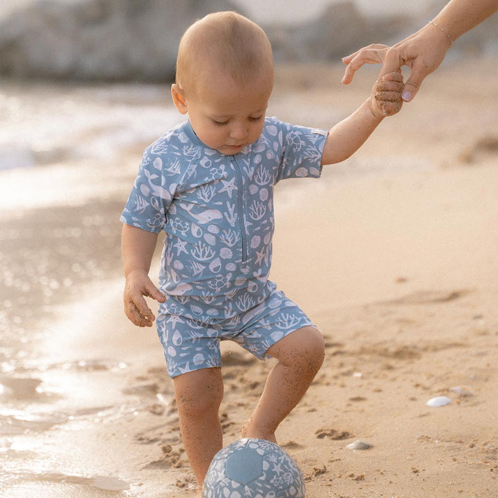 Little Dutch Swimsuit Short Sleeves - Sea Life Ocean Blue-Swimsuits-Sea Life Ocean Blue-62/68 | Natural Baby Shower