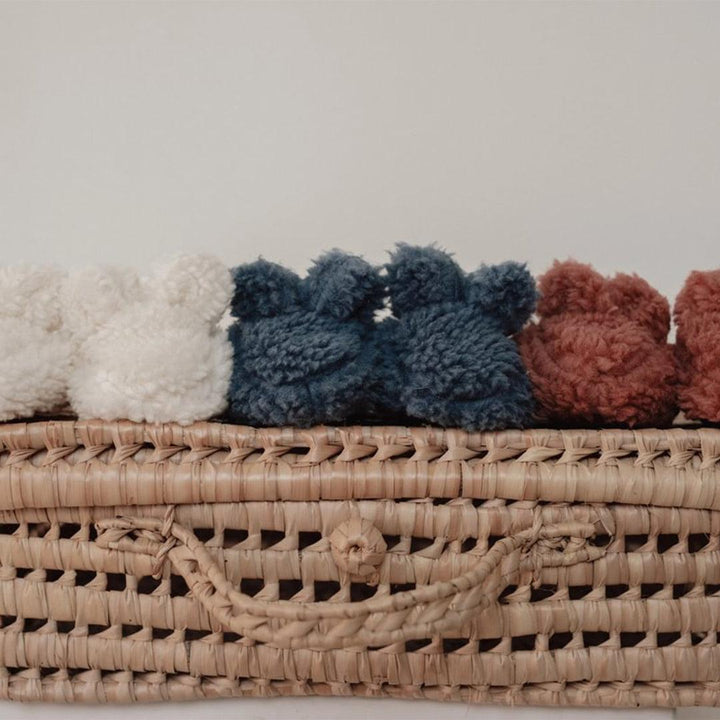 Little Dutch Teddy Booties - Stone Blue-Booties-Stone Blue-0-3m | Natural Baby Shower