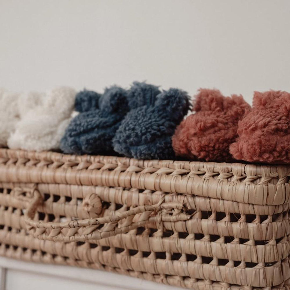 Little Dutch Teddy Booties - Stone Blue-Booties-Stone Blue-0-3m | Natural Baby Shower