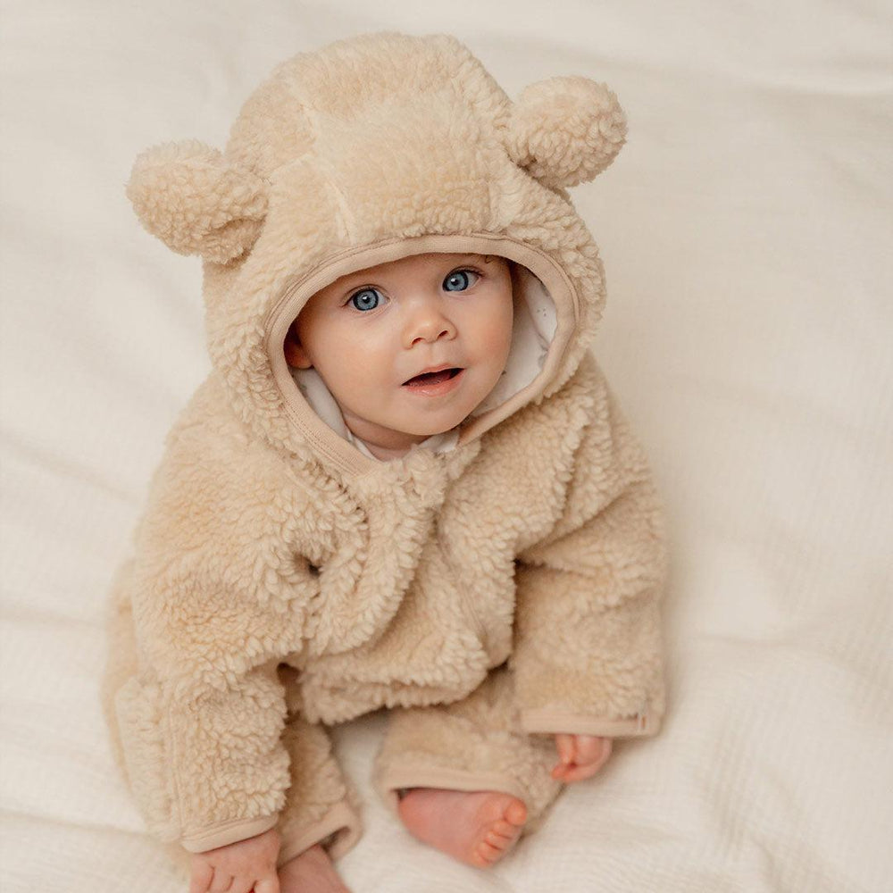 Little Dutch Teddy One-Piece Suit - Sand - Baby Bunny-Pramsuits-Sand-0-2m | Natural Baby Shower