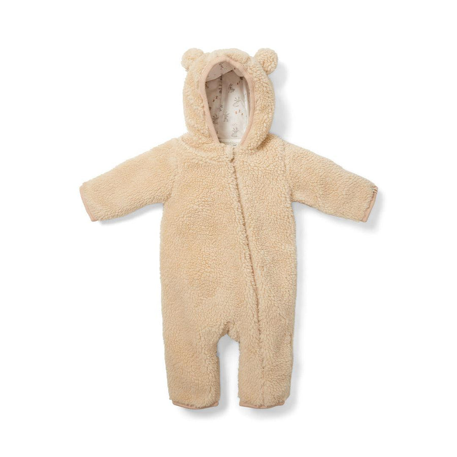 Little Dutch Teddy One-Piece Suit - Sand - Baby Bunny-Pramsuits-Sand-0-2m | Natural Baby Shower