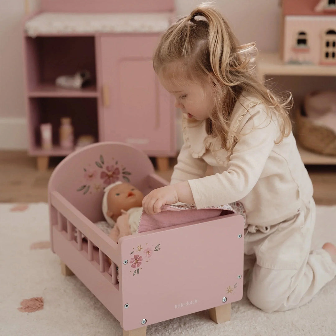 Little Dutch Wooden Doll Bed - Pink