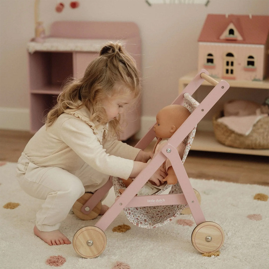 Little Dutch Wooden Doll Buggy Pink - Main Image