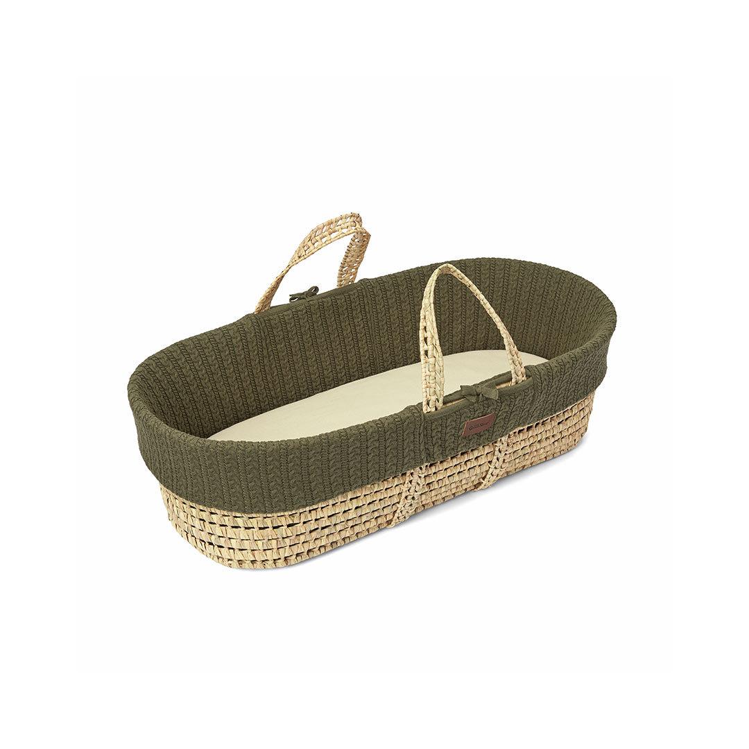 The Little Green Sheep Natural Knitted Moses Basket + Mattress - Juniper-Moses Baskets-Juniper-No Stand | Natural Baby Shower