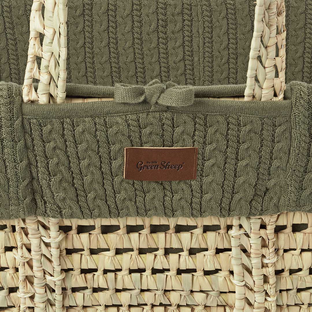 The Little Green Sheep Natural Knitted Moses Basket + Mattress - Juniper-Moses Baskets-Juniper-No Stand | Natural Baby Shower