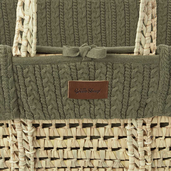 The Little Green Sheep Natural Knitted Moses Basket + Mattress - Juniper-Moses Baskets-Juniper-No Stand | Natural Baby Shower