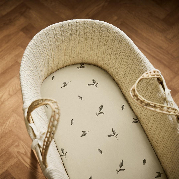 The Little Green Sheep Twin Pack Moses Basket Sheets - Leaf Print-Sheets-Leaf Print-Moses | Natural Baby Shower