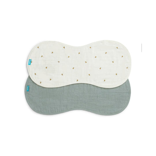 Love to Dream Burp Cloth 2 Pack - Bees/Olive-Washcloths-Bees/Olive-One Size | Natural Baby Shower