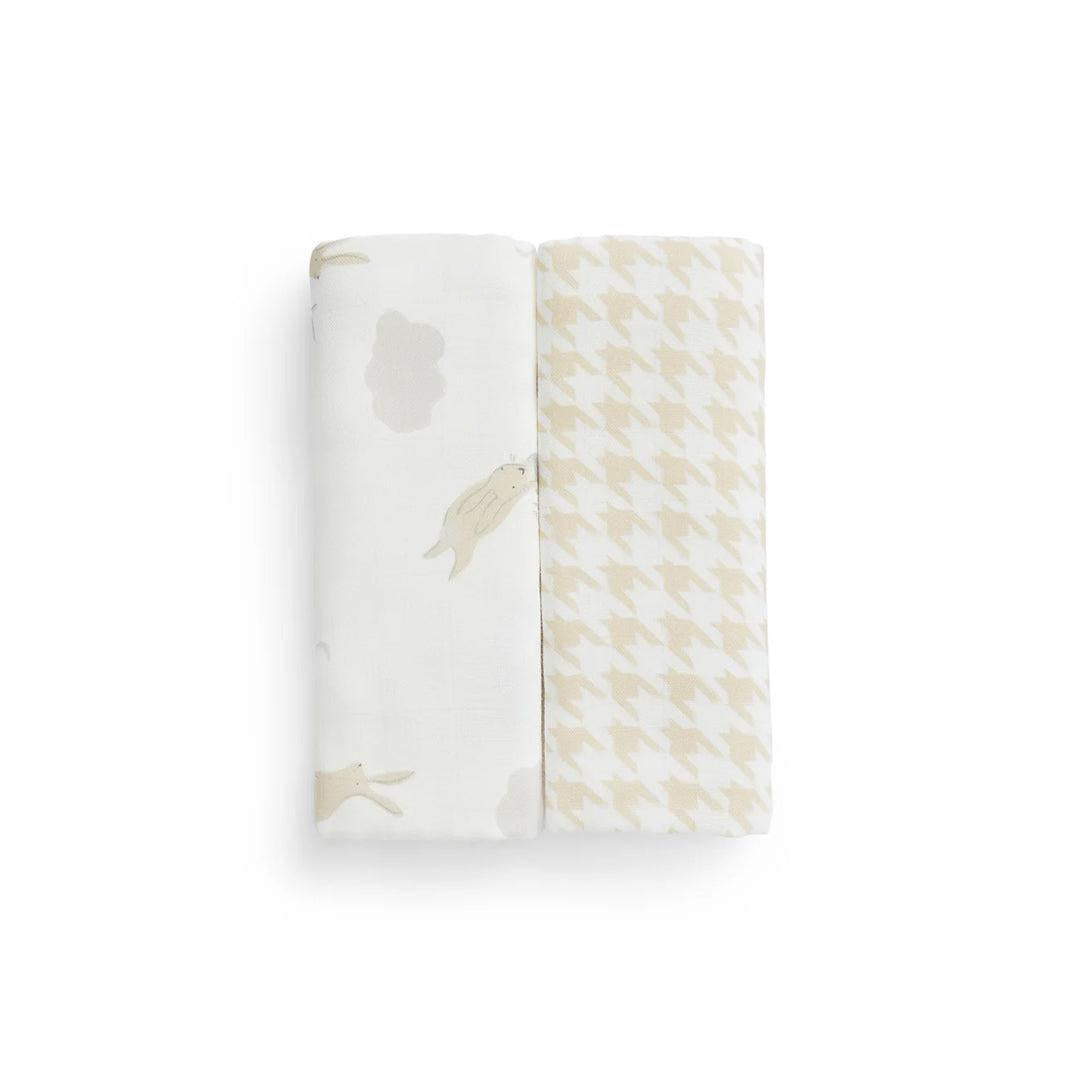 Love to Dream Burp Cloth 2 Pack - Cloud Bunnies/Oatmeal-Washcloths-Cloud Bunnies/Oatmeal-One Size | Natural Baby Shower