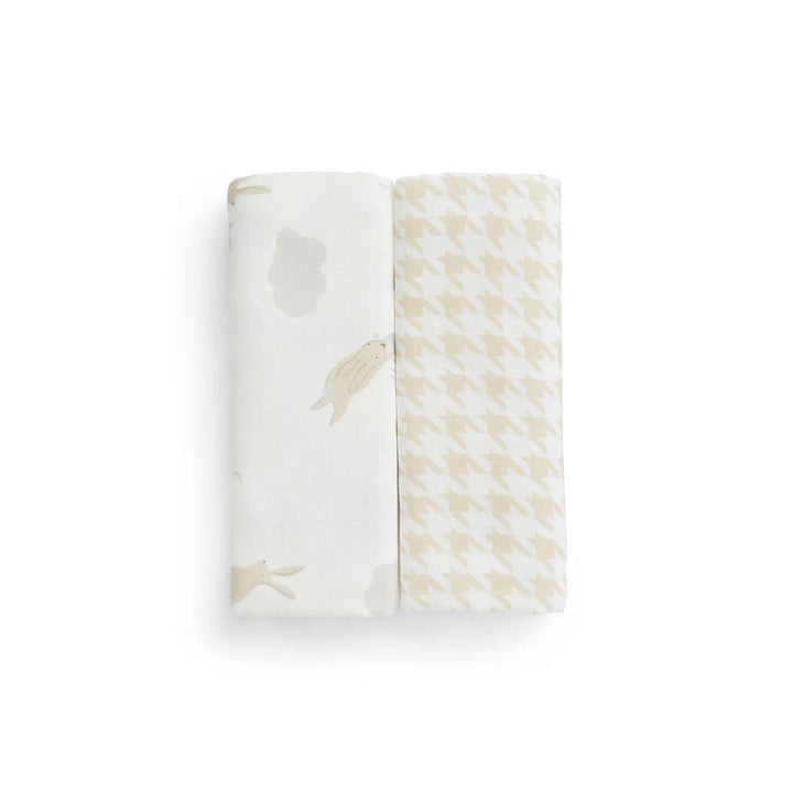 Love to Dream Burp Cloth 2 Pack - Cloud Bunnies/Oatmeal-Washcloths-Cloud Bunnies/Oatmeal-One Size | Natural Baby Shower