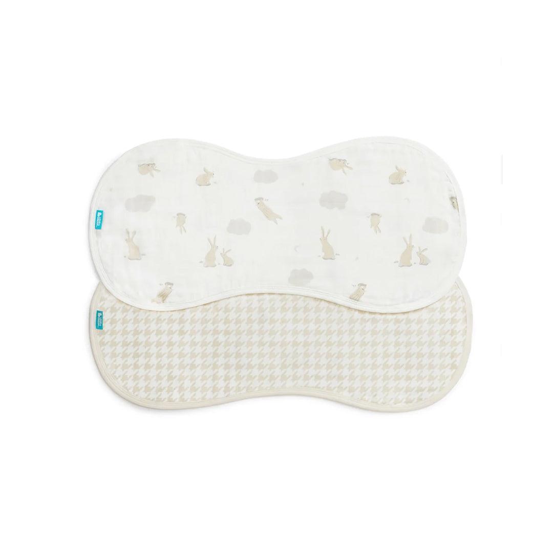 Love to Dream Burp Cloth 2 Pack - Cloud Bunnies/Oatmeal-Washcloths-Cloud Bunnies/Oatmeal-One Size | Natural Baby Shower