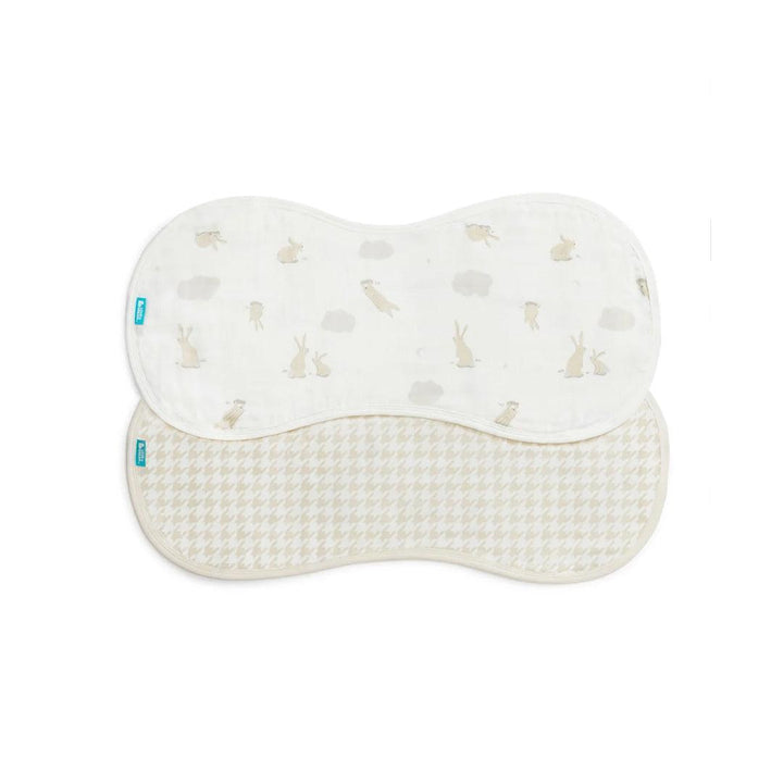 Love to Dream Burp Cloth 2 Pack - Cloud Bunnies/Oatmeal-Washcloths-Cloud Bunnies/Oatmeal-One Size | Natural Baby Shower
