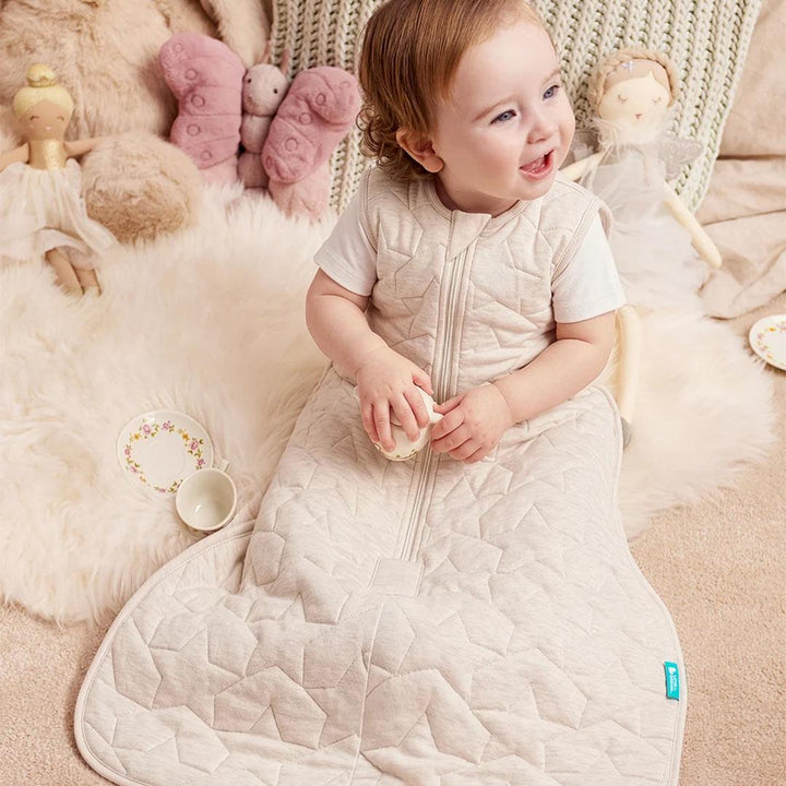 Love to Dream Sleep Bag 2.5 Tog Sleeveless Quilted Cotton - Oatmeal Starturn-Sleeping Bags-Oatmeal Starturn-6-12m | Natural Baby Shower