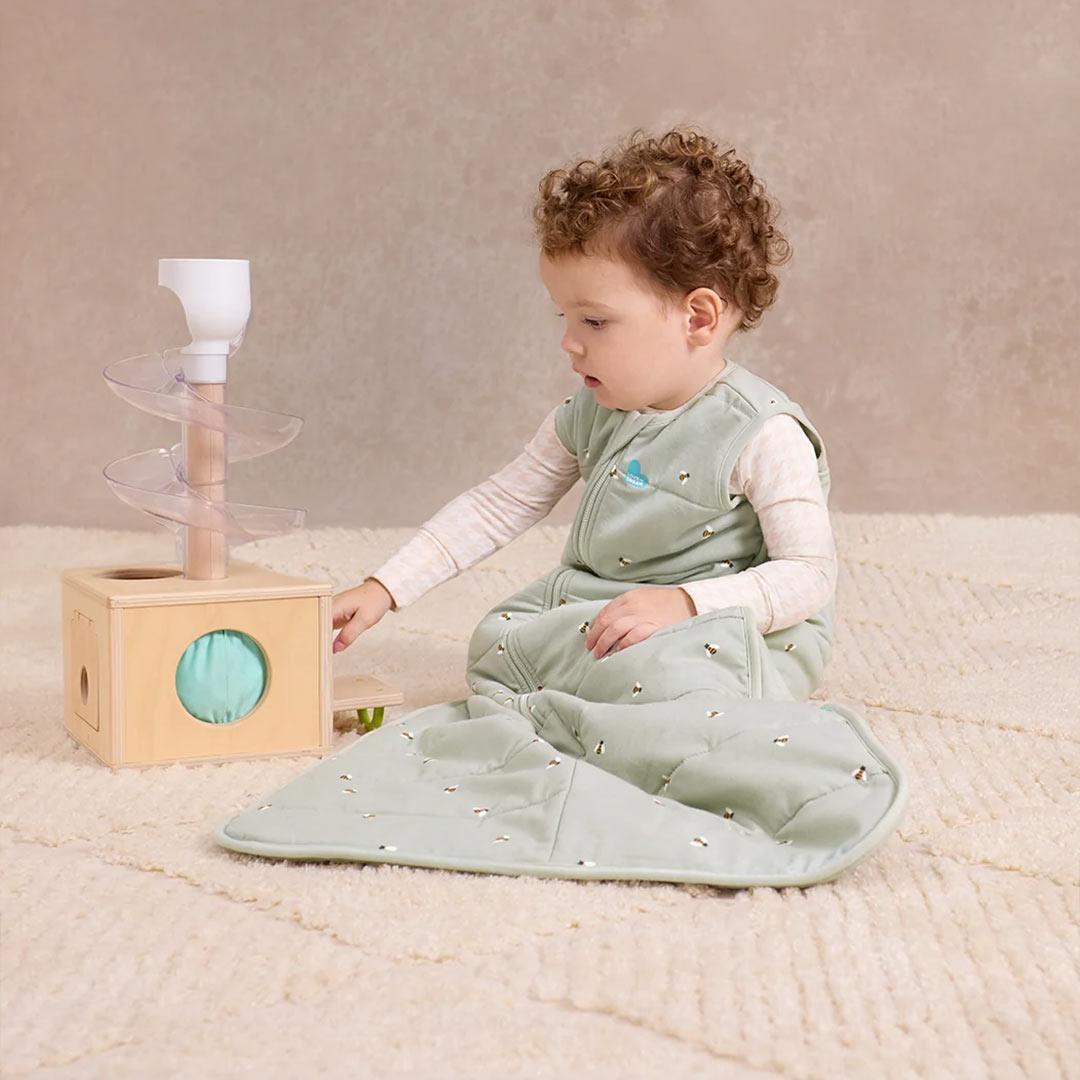 Love to Dream Sleep Bag 2.5 Tog Sleeveless Quilted Cotton - Olive Bees-Sleeping Bags-Olive Bees-6-12m | Natural Baby Shower