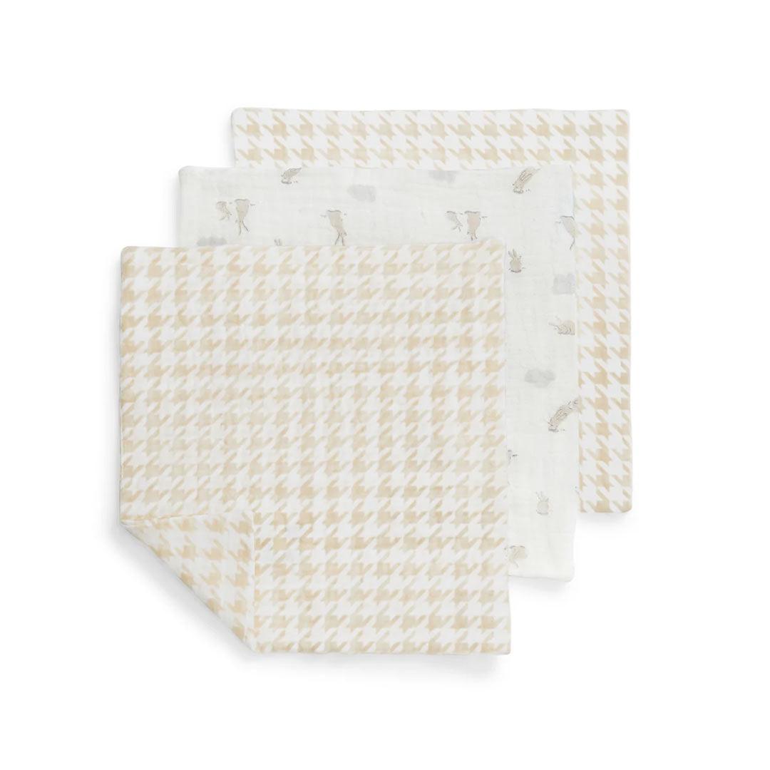 Love to Dream Wash Cloth 3 Pack - Oatmeal Houndstooth-Washcloths-Oatmeal Houndstooth-One Size | Natural Baby Shower
