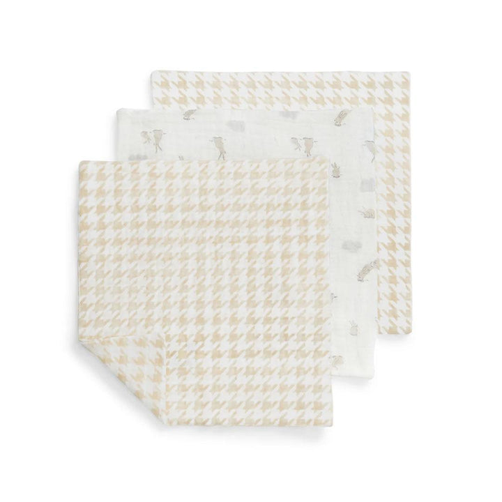 Love to Dream Wash Cloth 3 Pack - Oatmeal Houndstooth-Washcloths-Oatmeal Houndstooth-One Size | Natural Baby Shower