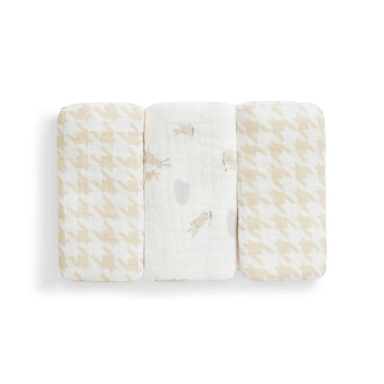 Love to Dream Wash Cloth 3 Pack - Oatmeal Houndstooth-Washcloths-Oatmeal Houndstooth-One Size | Natural Baby Shower