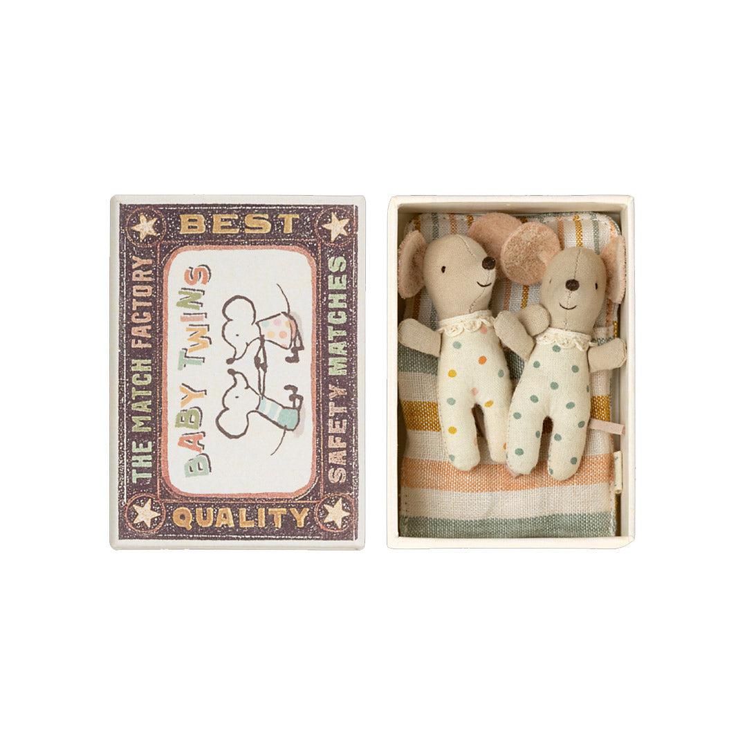Maileg Twins Baby Mice In Matchbox-Dolls- | Natural Baby Shower