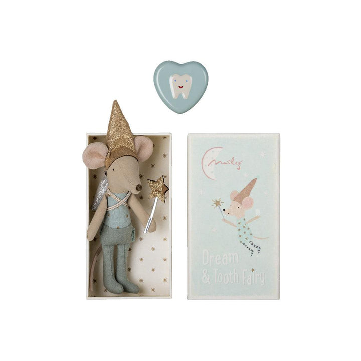 Maileg Tooth Fairy Mouse In Matchbox - Blue-Dolls-Blue- Natural Baby Shower