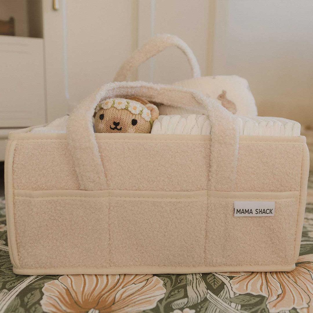 Mama Shack Teddy Fleece Nappy Caddy - Ivory-Nappy Laundry + Storage-Ivory- | Natural Baby Shower