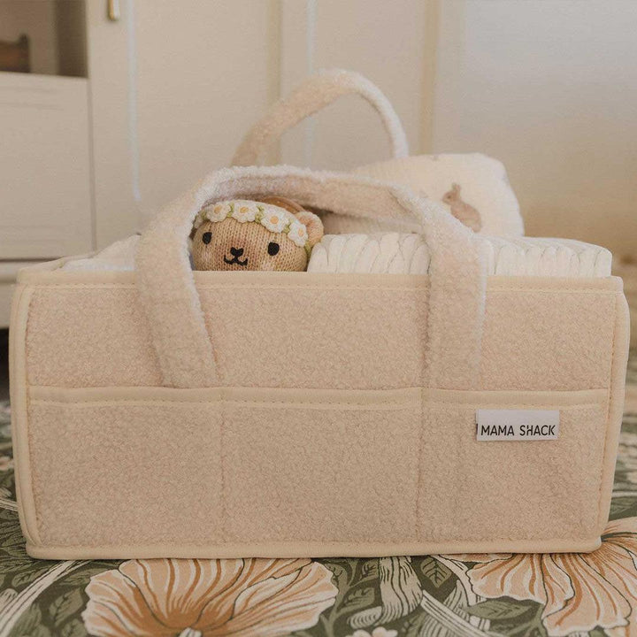 Mama Shack Teddy Fleece Nappy Caddy - Ivory-Nappy Laundry + Storage-Ivory- | Natural Baby Shower