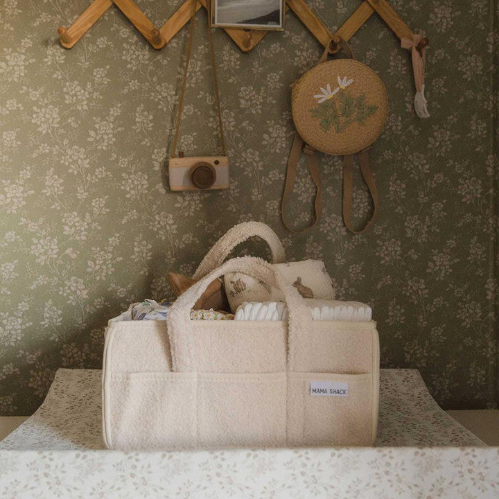 Mama Shack Teddy Fleece Nappy Caddy - Ivory-Nappy Laundry + Storage-Ivory- | Natural Baby Shower