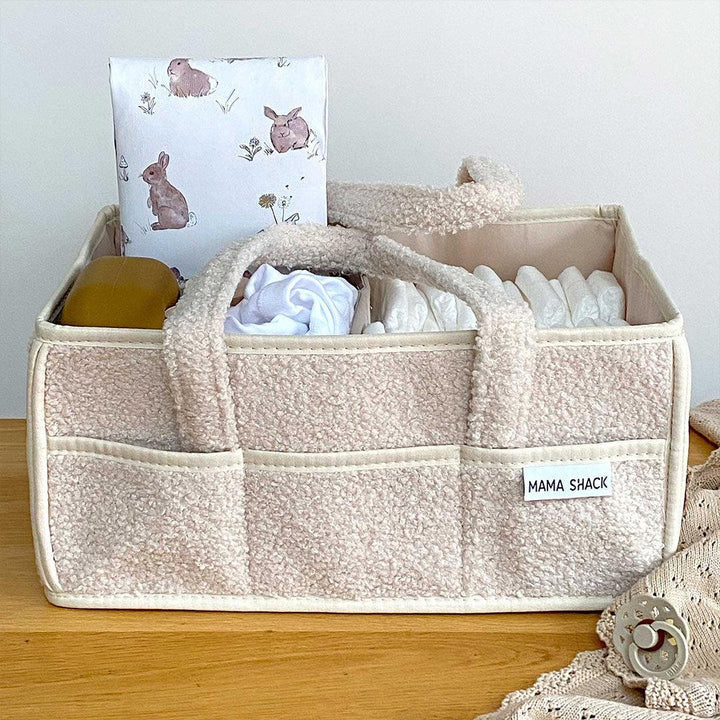 Mama Shack Teddy Fleece Nappy Caddy - Ivory-Nappy Laundry + Storage-Ivory- | Natural Baby Shower