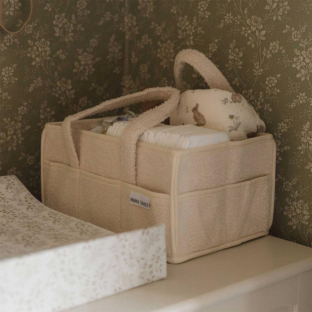 Mama Shack Teddy Fleece Nappy Caddy - Ivory-Nappy Laundry + Storage-Ivory- | Natural Baby Shower