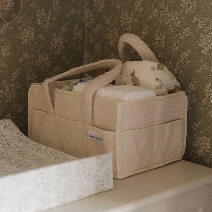 Mama Shack Teddy Fleece Nappy Caddy - Ivory-Nappy Laundry + Storage-Ivory- | Natural Baby Shower