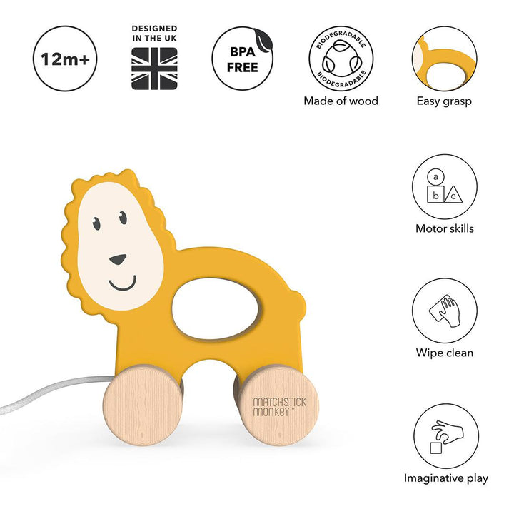 Matchstick Monkey Playtime Pull Along - Lion-Pull-Alongs-Lion- | Natural Baby Shower