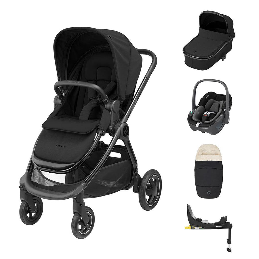 Maxi-Cosi Adorra Luxe Pebble 360 + Base Travel System - Twillic Black-Travel Systems- | Natural Baby Shower