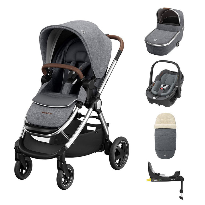 Maxi-Cosi Adorra Luxe Pebble 360 + Base Travel System - Twillic Grey-Travel Systems- | Natural Baby Shower
