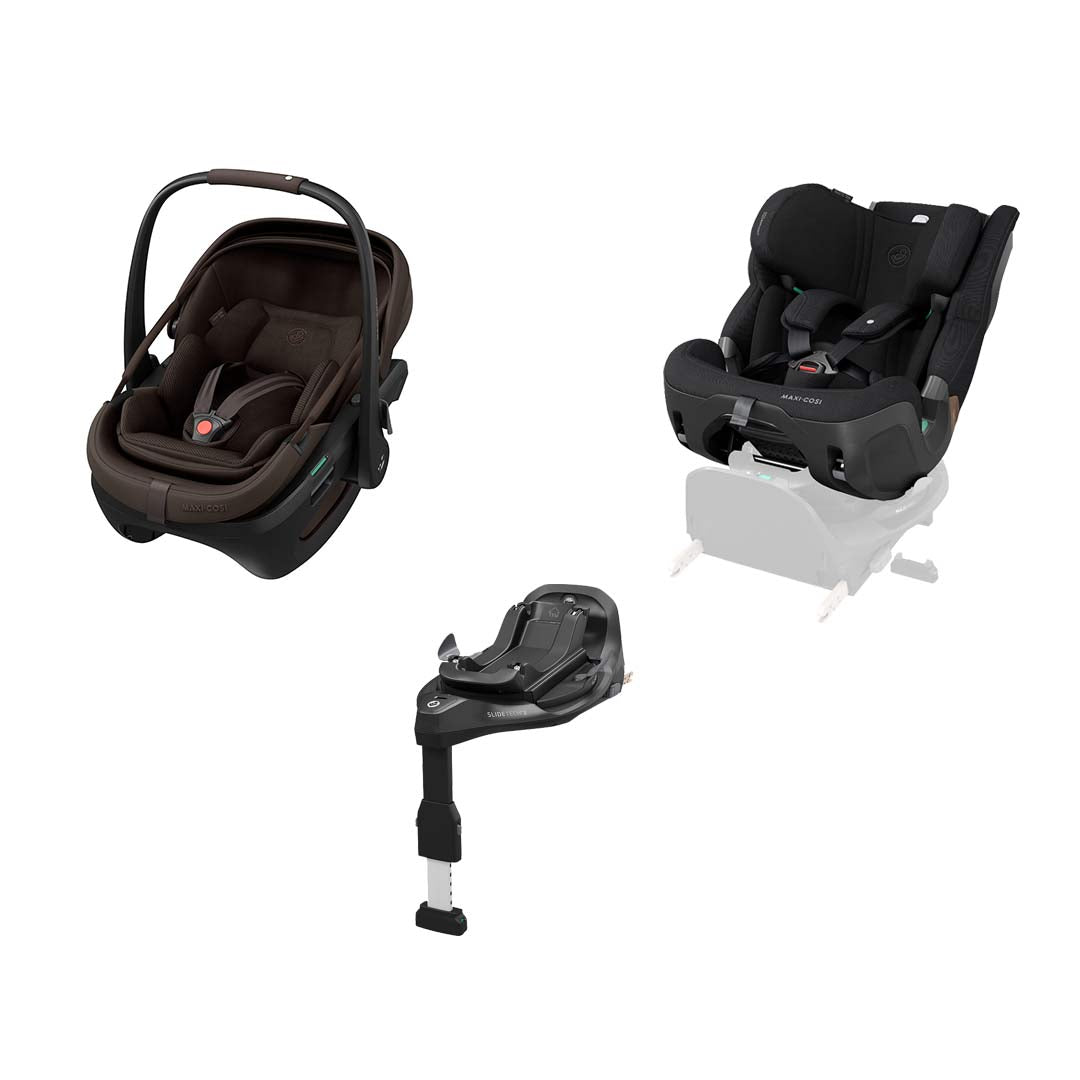 Maxi-Cosi Coral Slide Pro, FamilyFix Slide Pro & Pearl XL Slide Pro KIT-Car Seats-Espresso Brown- | Natural Baby Shower